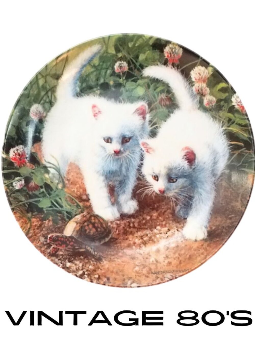 1987 Vintage "A CHANCE MEETING: WHITE AMERICAN SHORTHAIRS" Cat Collector's Plate